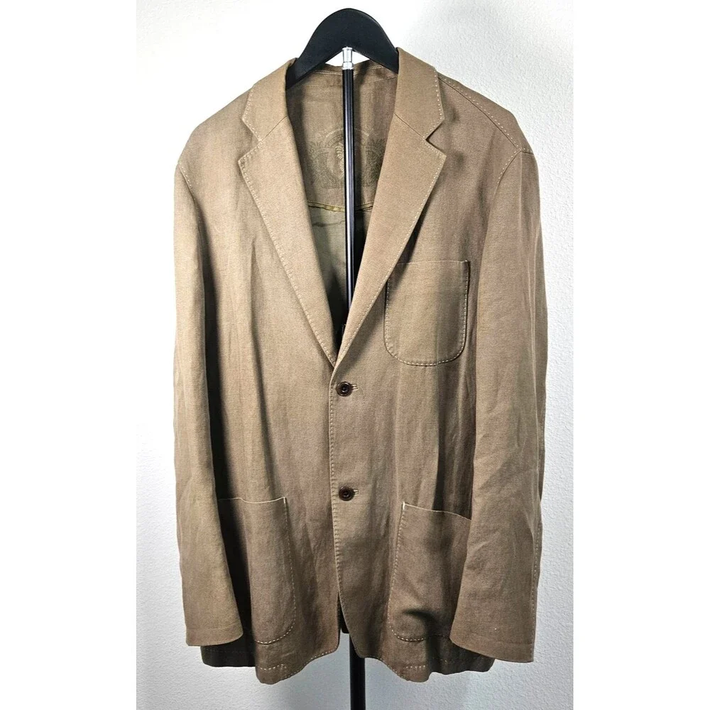 Tommy Bahama Island Life Sport Coat Mens L Brown‎ Linen Cotton Blazer Jacket